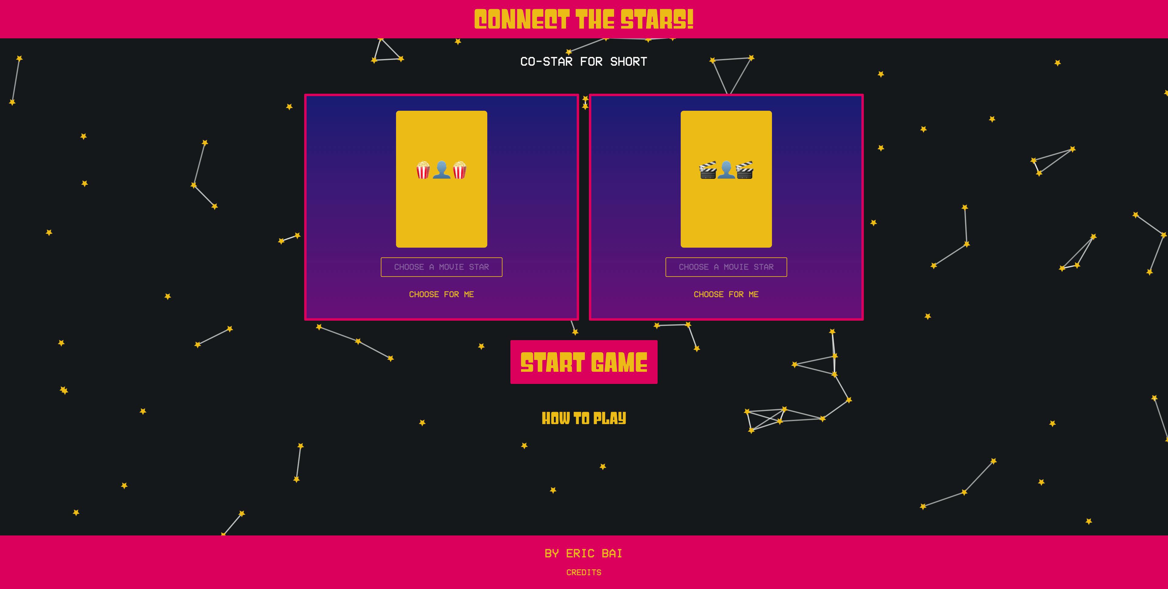 An early version of the Connect the Stars homepage.