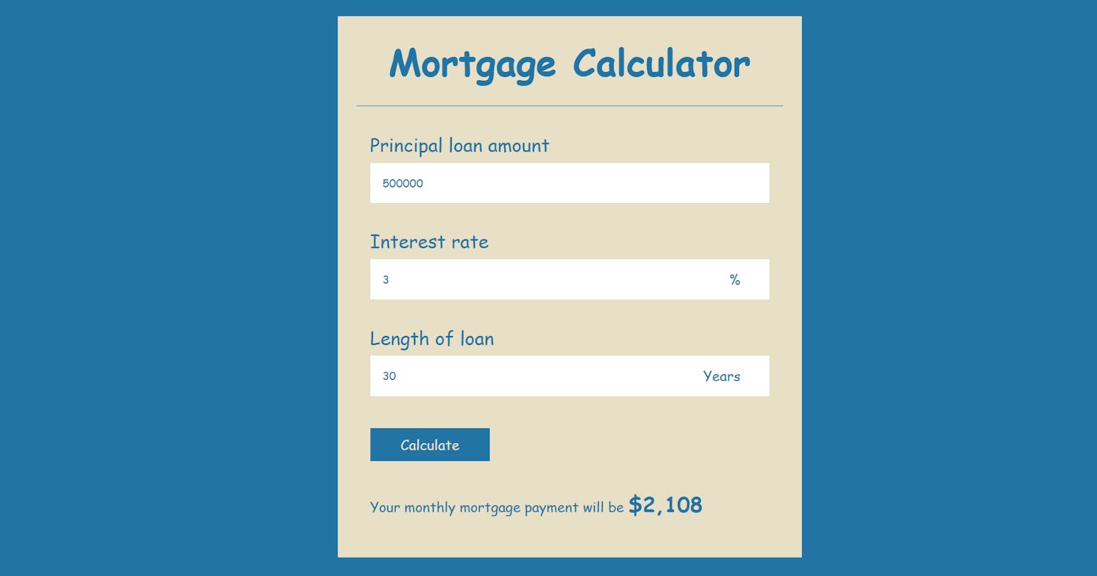 Mortgage Calculator Challenge