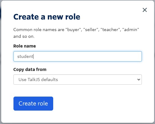 Create TalkJS role
