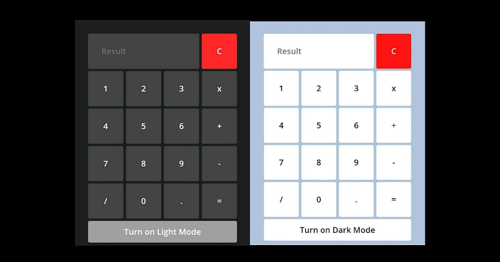 Simple Calculator with Dark Mode