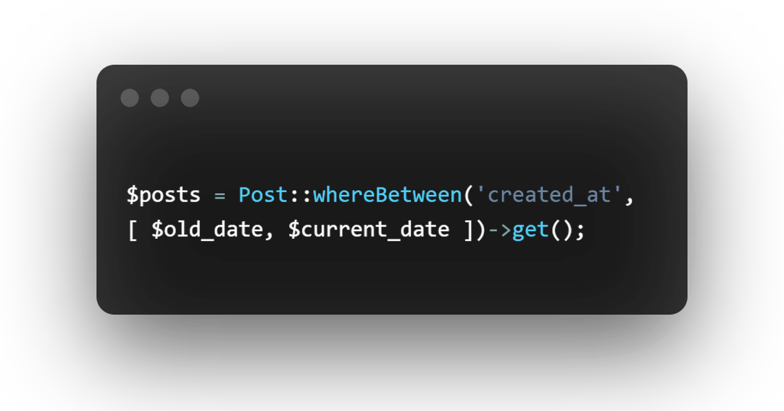 Data between two dates with whereBetween in Laravel.