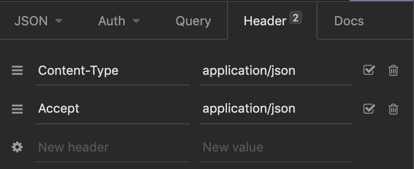insomnia accept application json header