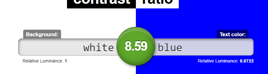 Contrast ratio application with white and blue colors