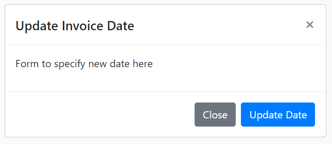 Modal titled 'Update Invoice Date'
