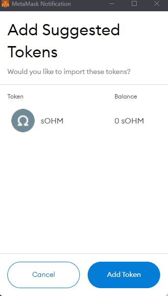 Image of MetaMask wallet with option to add token