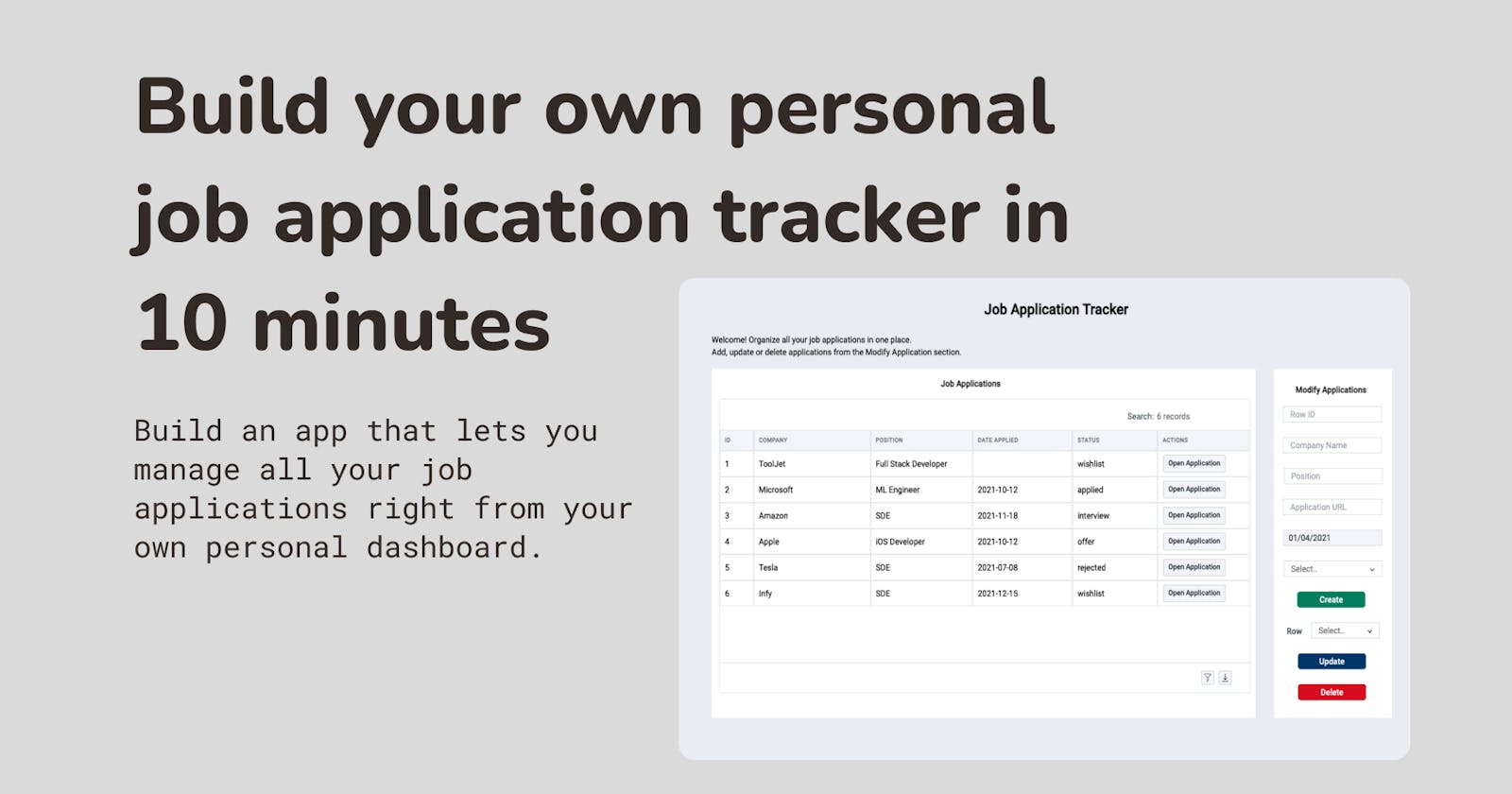 Build your own personal job application tracker in 10 minutes