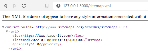 XML File layout for a sitemap.xml file based on the code example above