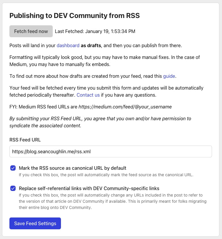 Publishing to dev.to from RSS