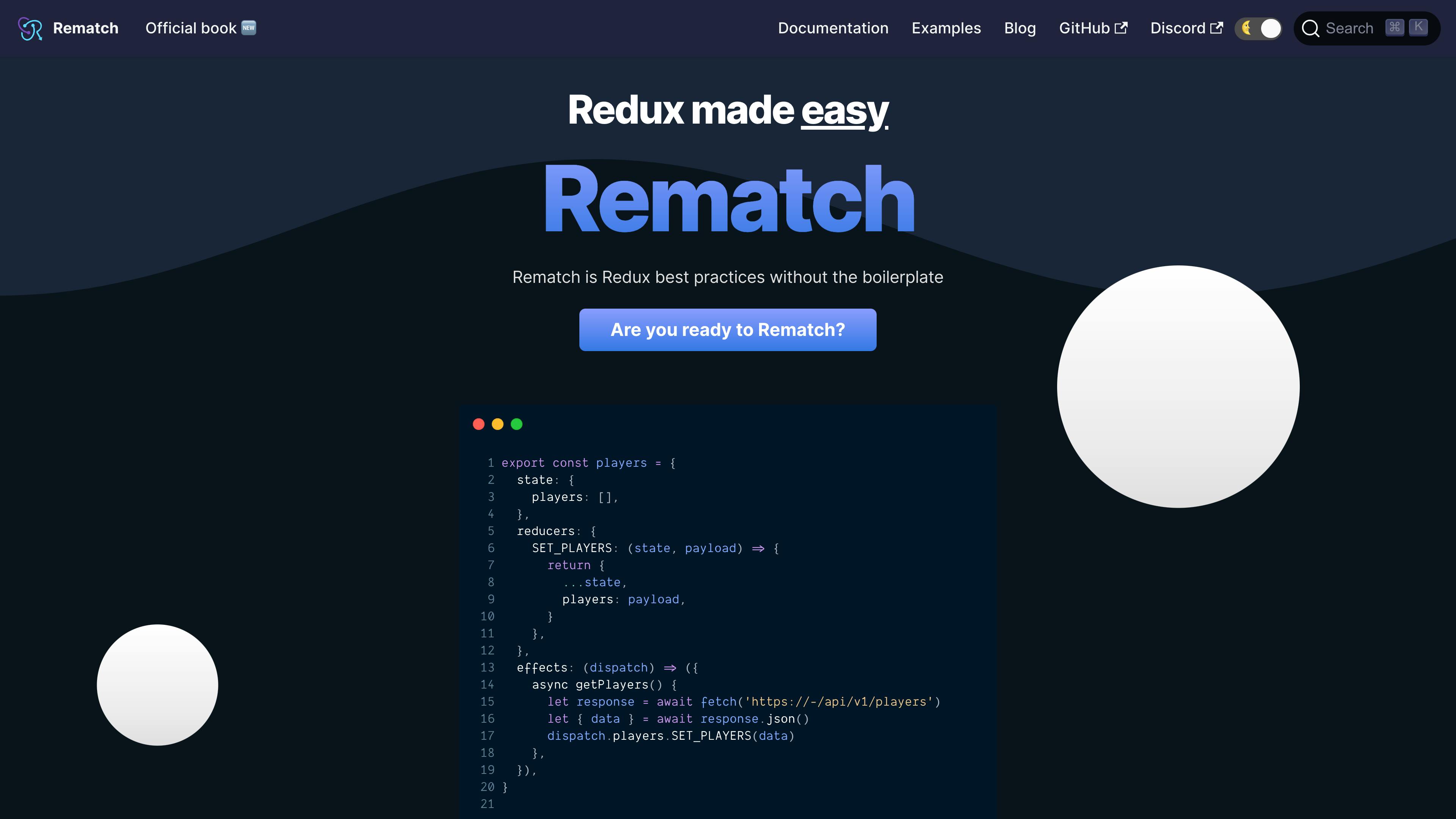 Rematch landing page