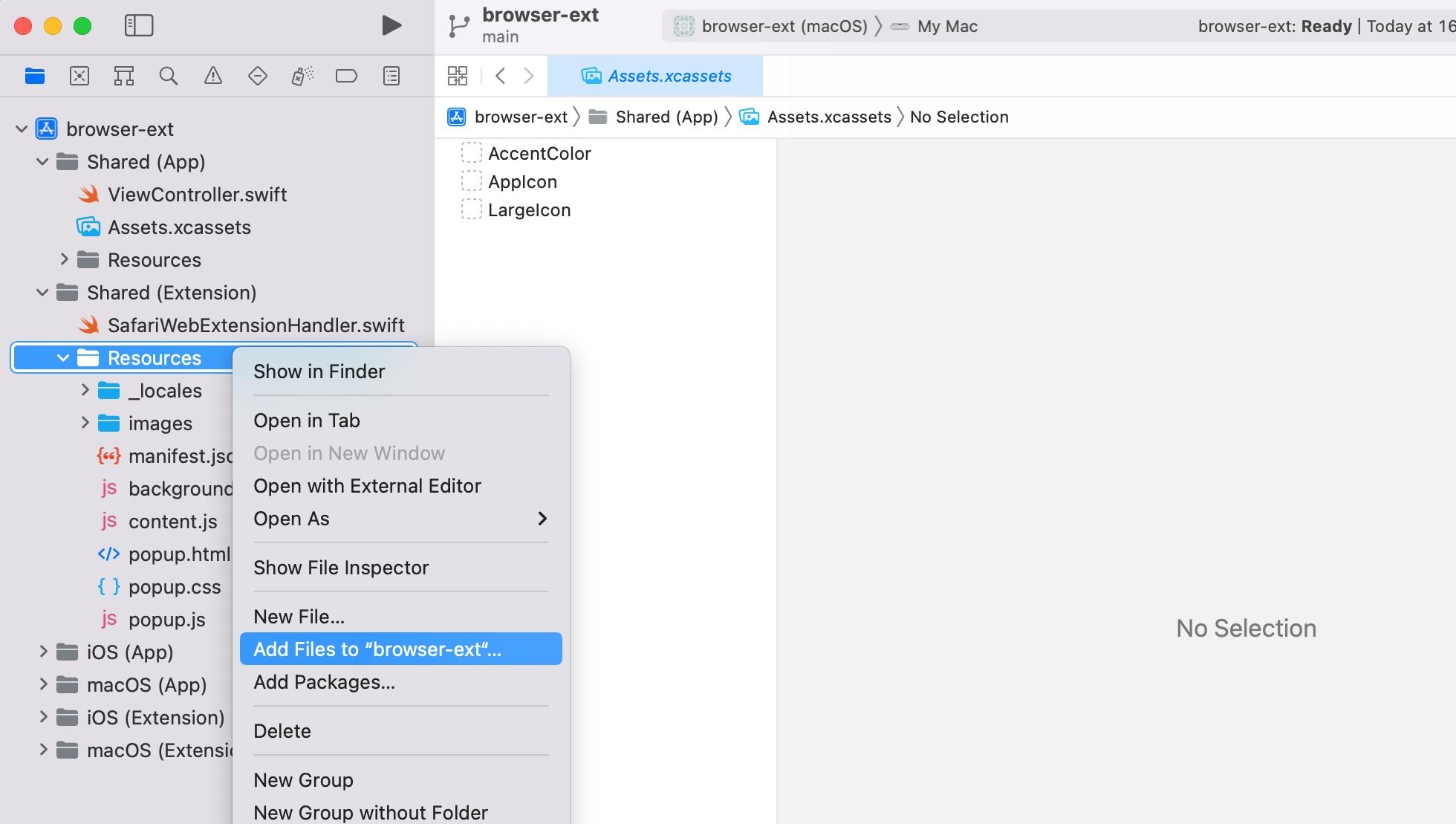 Add folder to "Resources" in Xcode