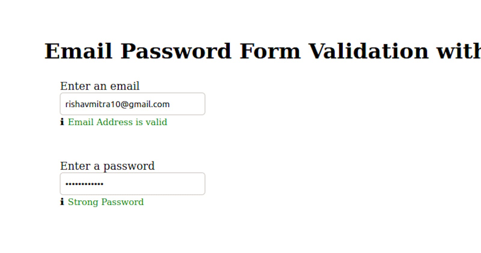 Learning Regex by creating an Email Password validator