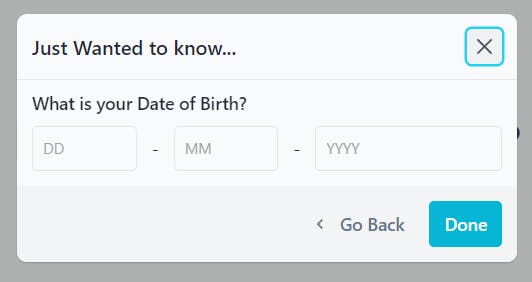 Dob Date Picker Modal preview