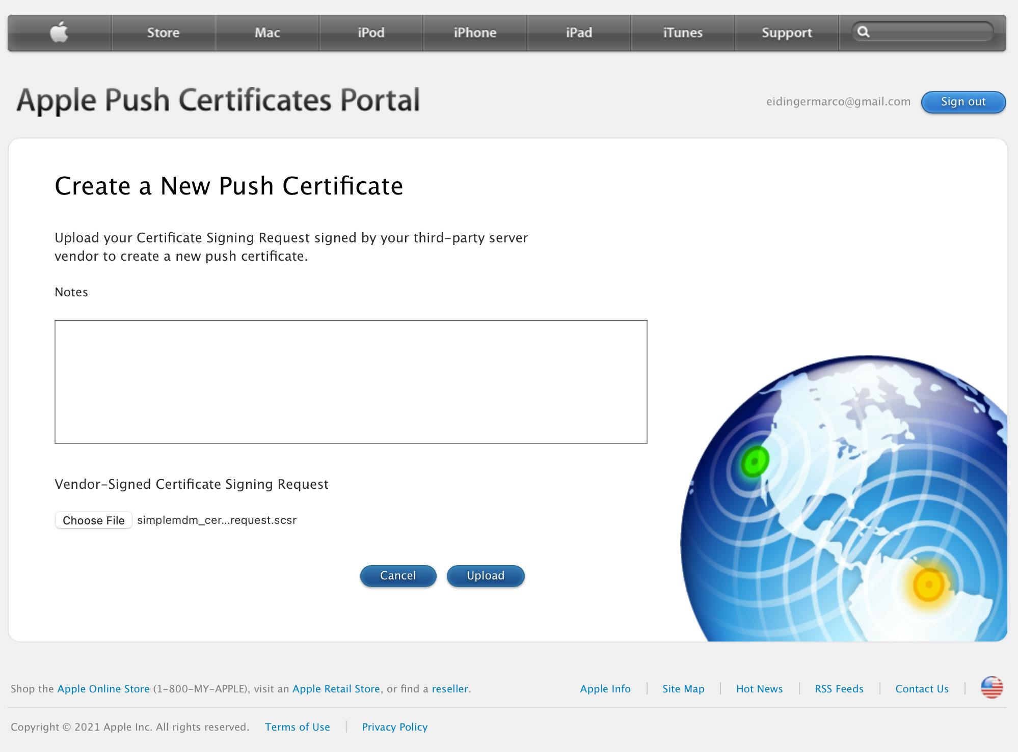 Apple Push Certificate Portal - Create A New Certificate