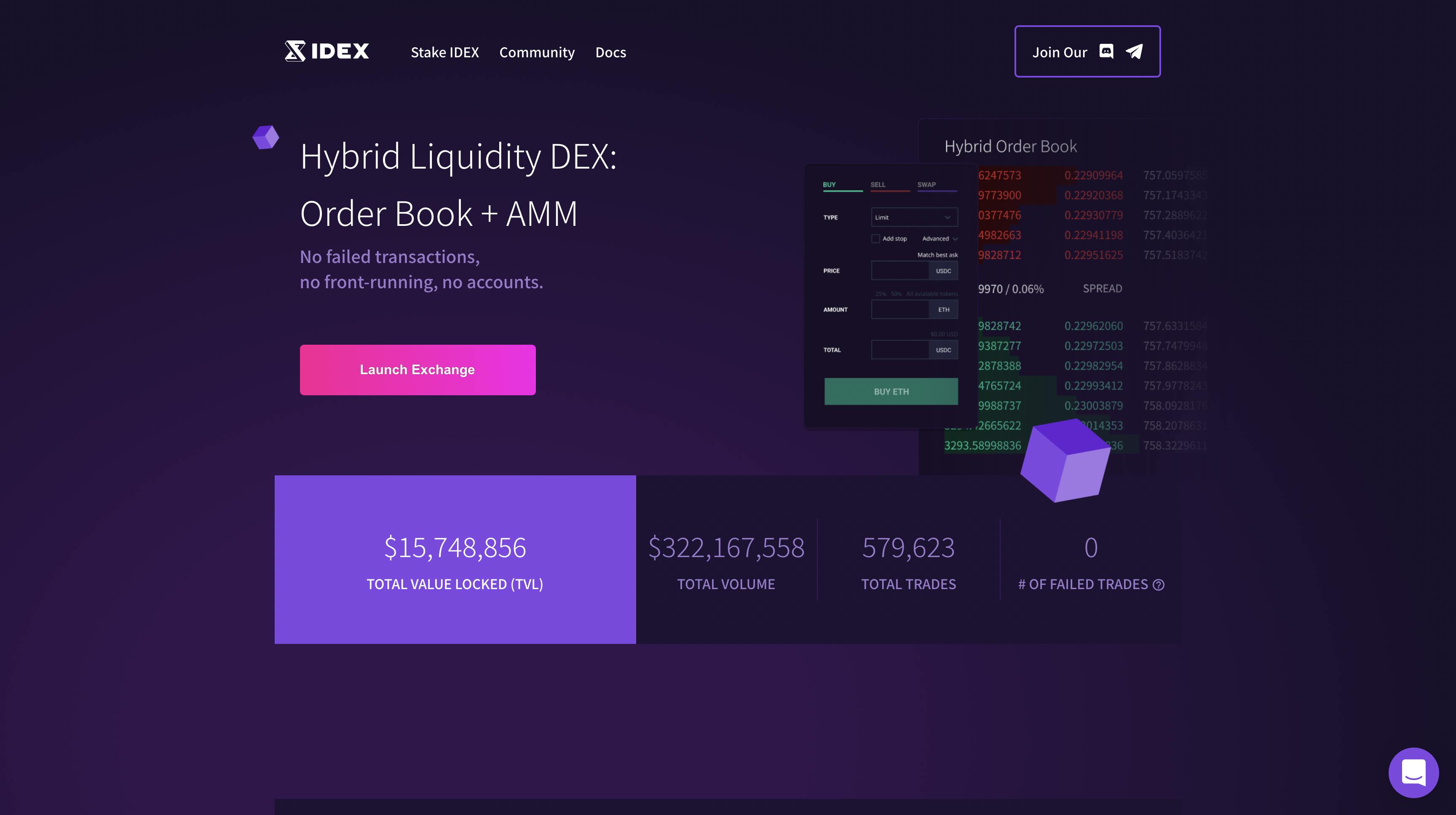 Idex decentralized exchange