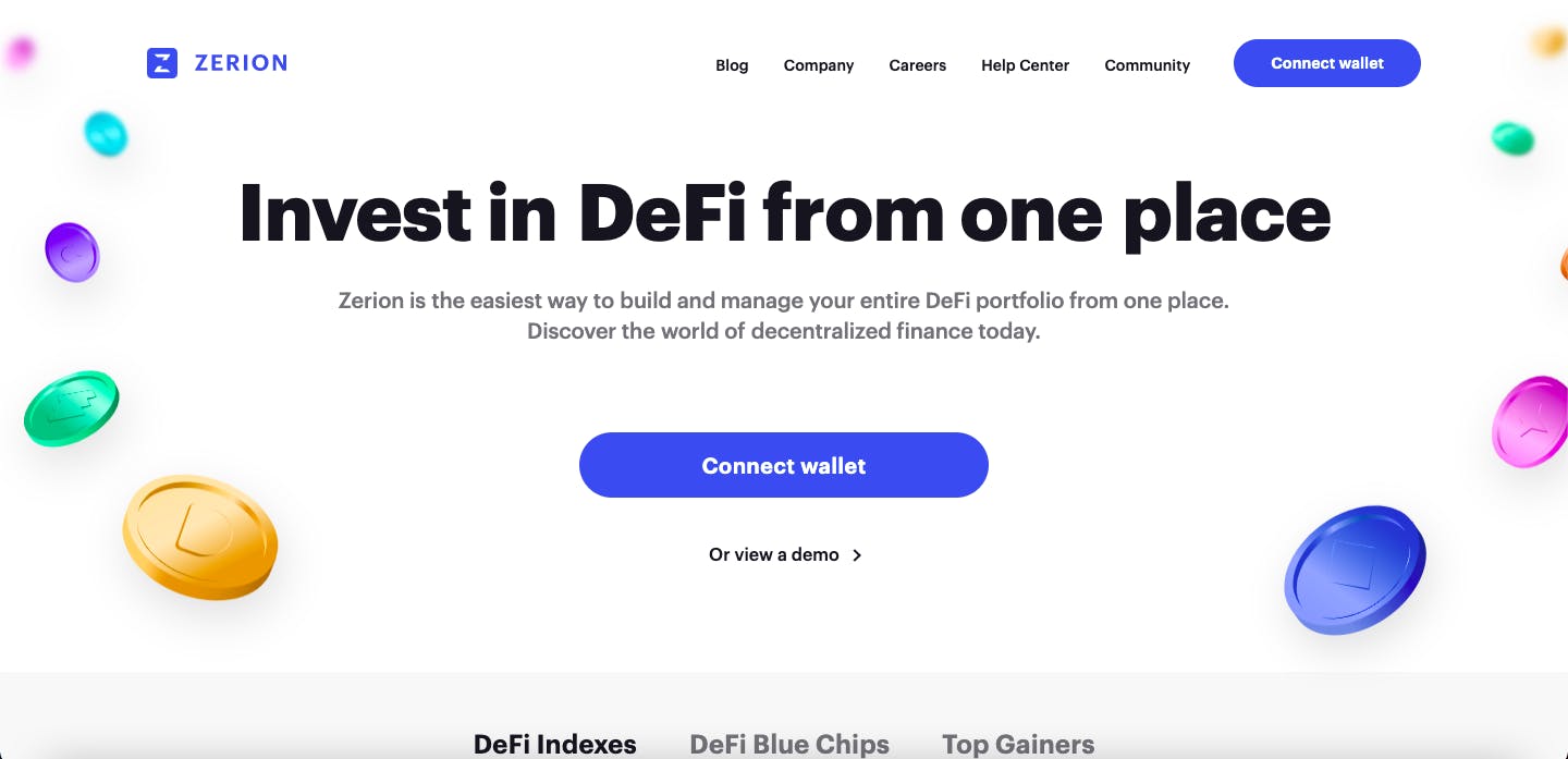 Zerion invest in DeFi from one place