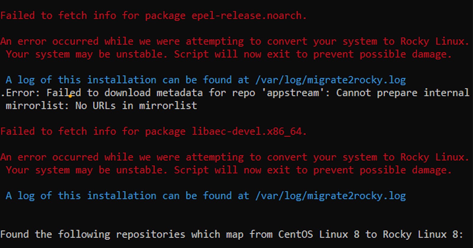 Stuck Trying to Migrate from CentOS Linux to Rocky Linux after EOL?