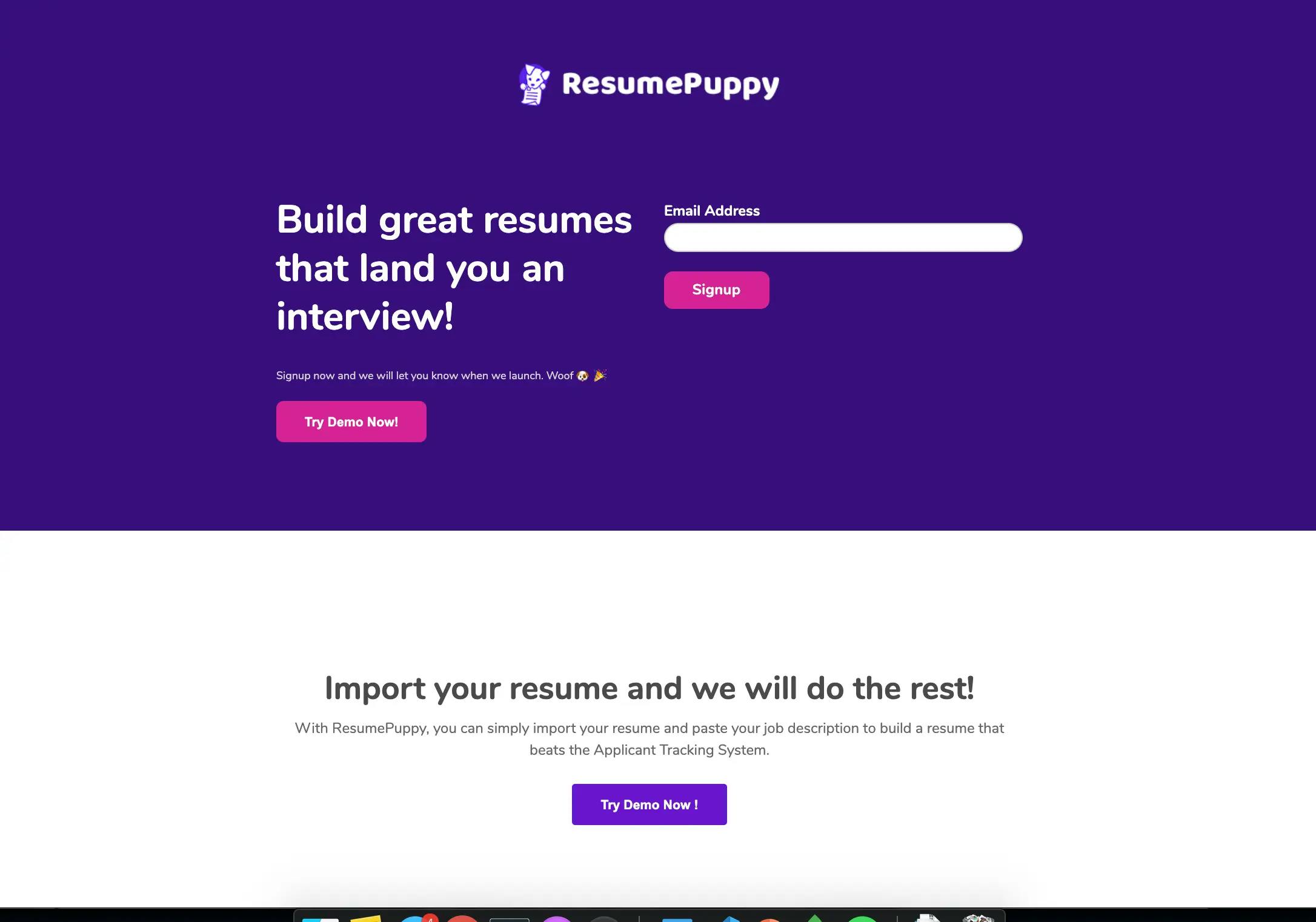 resumepuppy website on mailchimp.webp