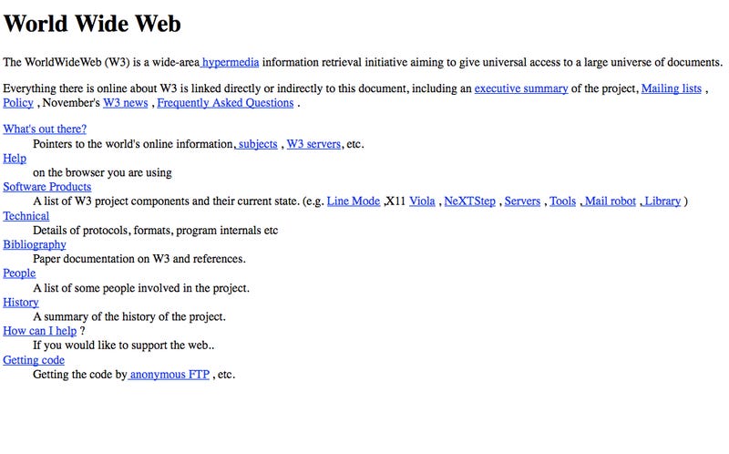 picture of the first-ever website