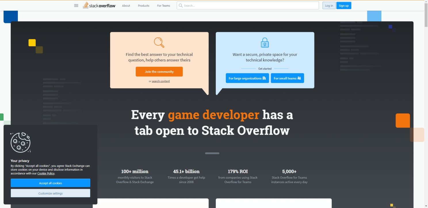 Stackowerflow homepage