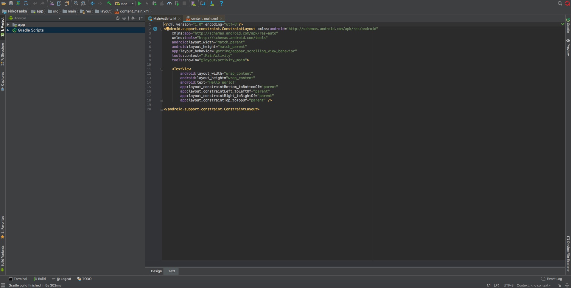 FirkoTasky-Android Studio Workspace-After Creating Project