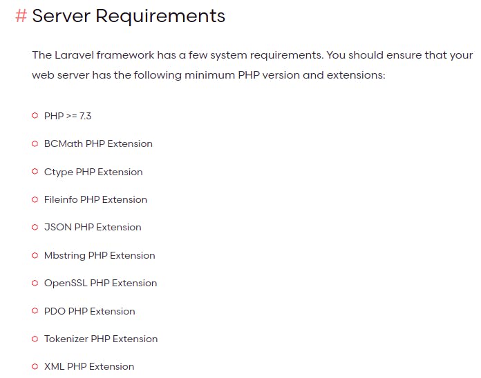 iLaravel server requirements