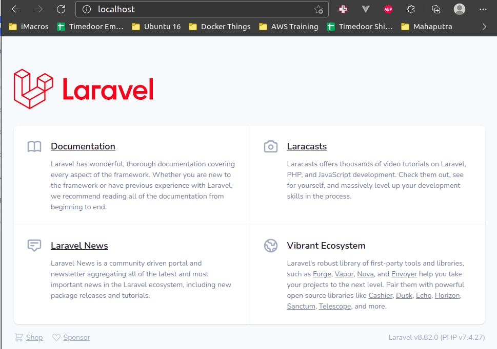 Laravel index page