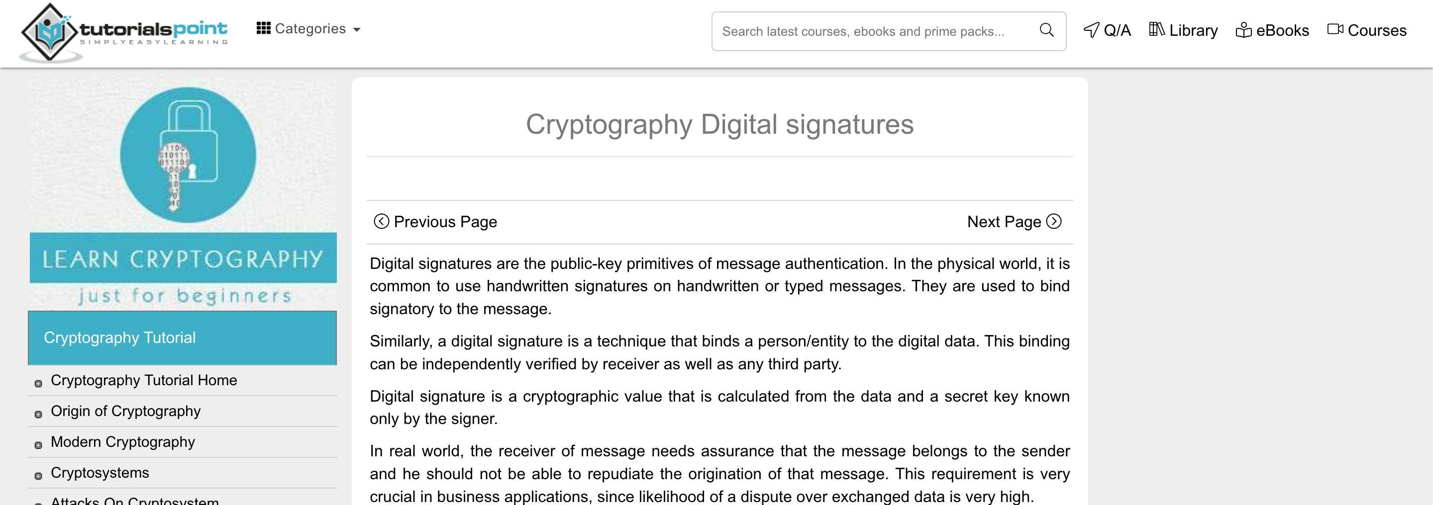 Cryptography Digital signatures