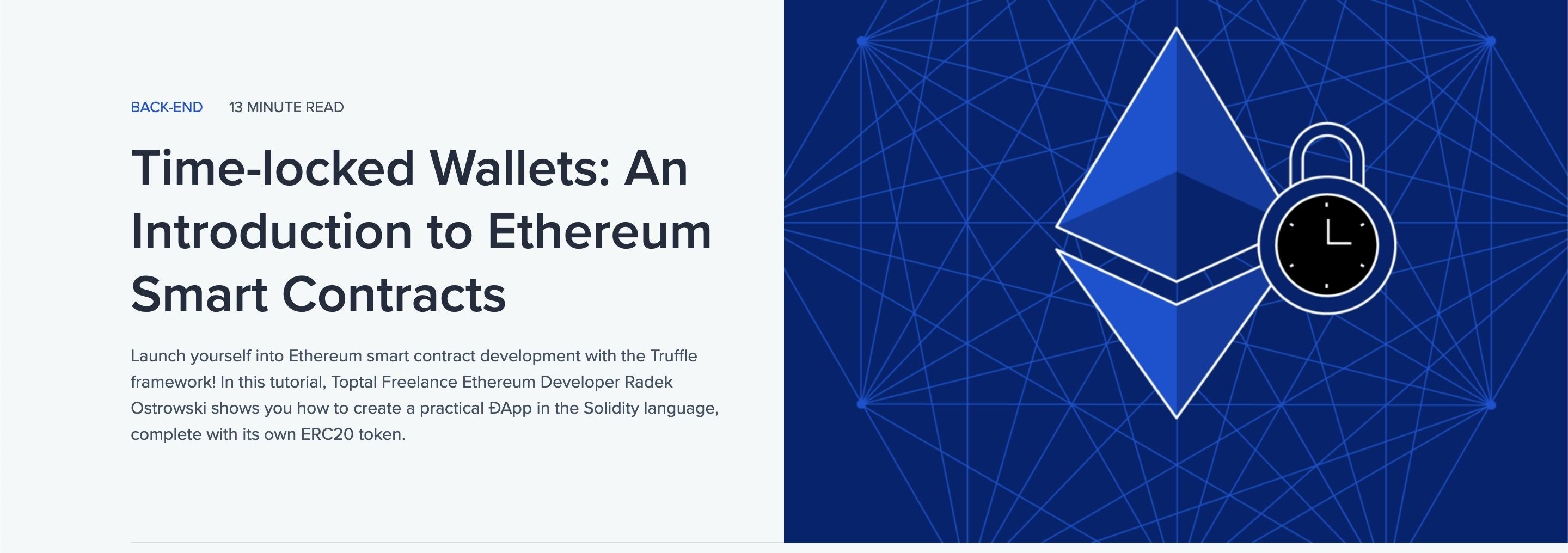 Time-locked Wallets: An Introduction to Ethereum Smart Contracts