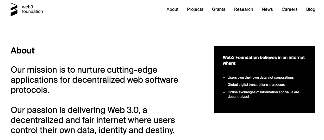 about page of the web3 foundation
