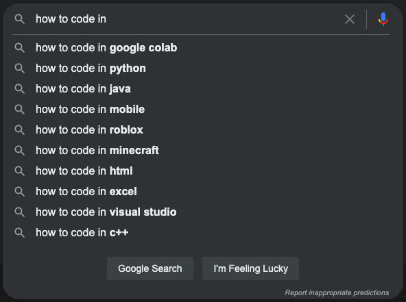 google autocomplete search feature