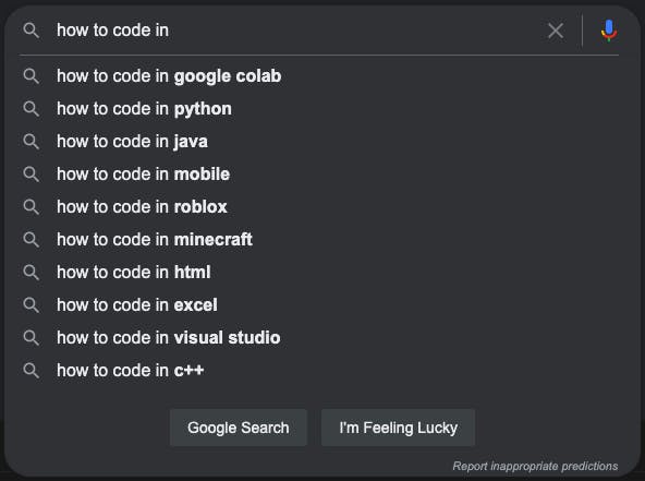 google autocomplete search feature