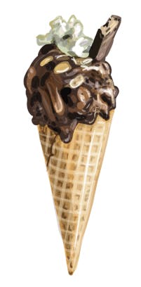 Realistic Choclete Ice Cream Cone Representing The Opposite of Testing Pyramid