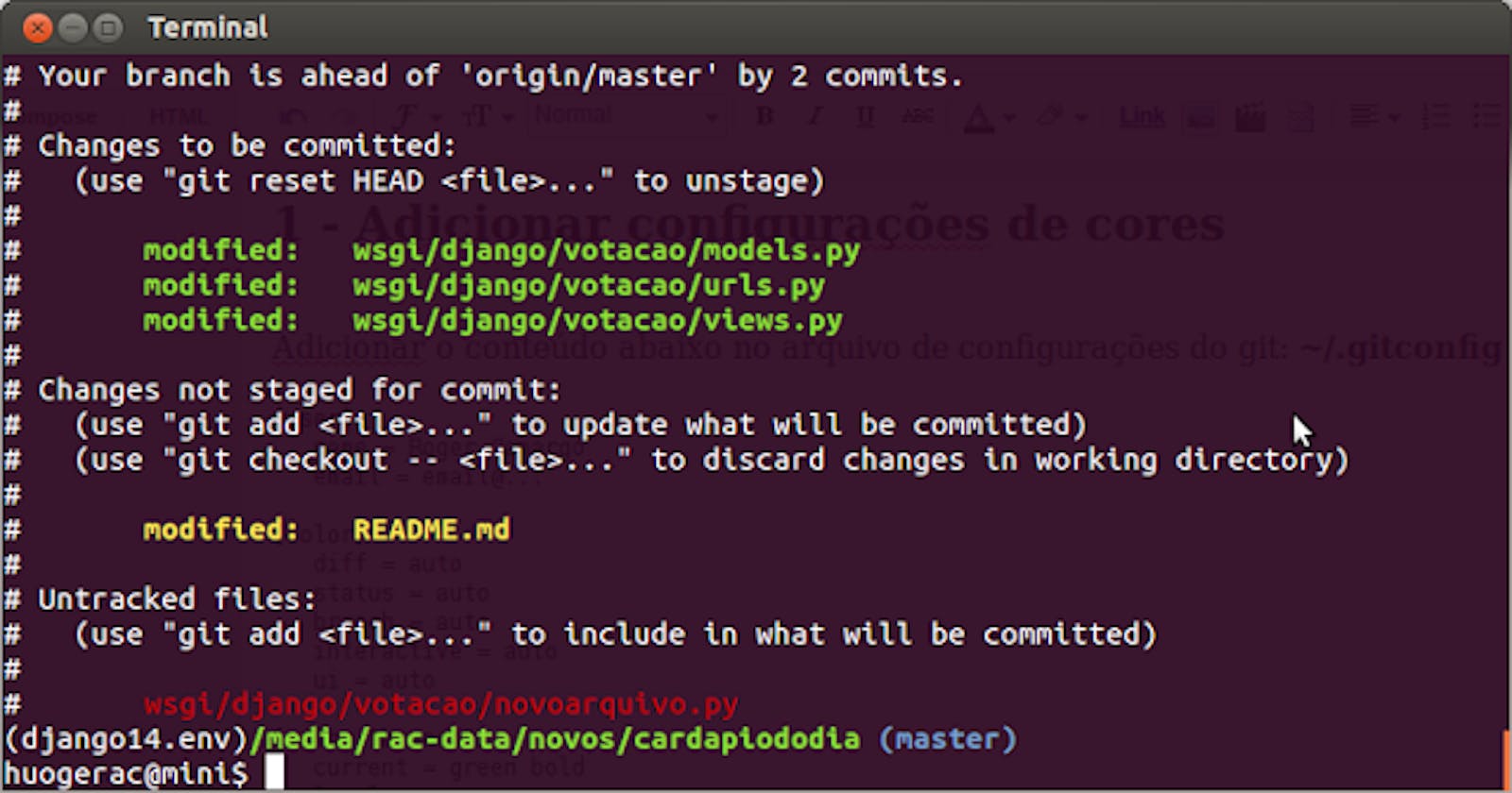 Improve the git status colors based on git stages