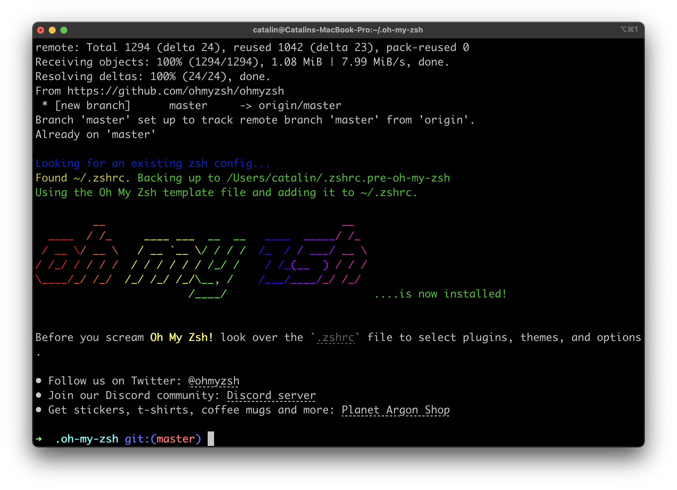 iTerm with oh-my-zsh on macOS