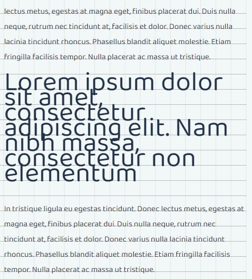 Image showing a font size too large to fit on the baseline grid