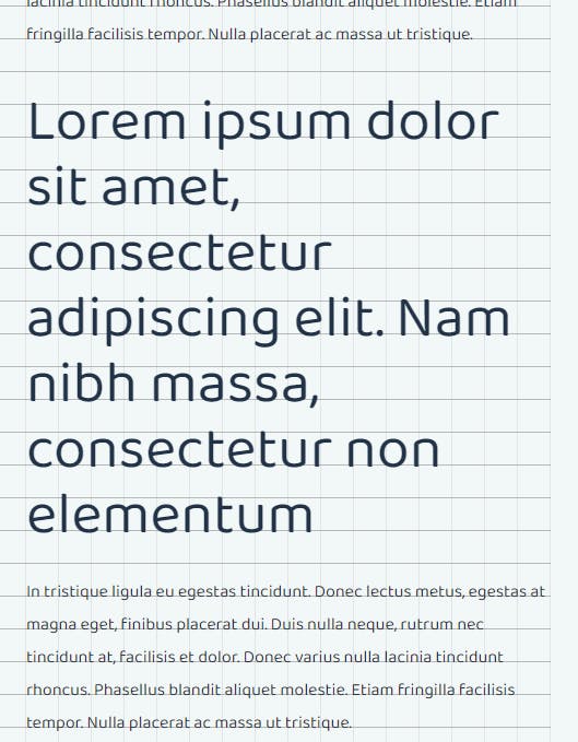 Image showing a large font size that now fits the baseline grid