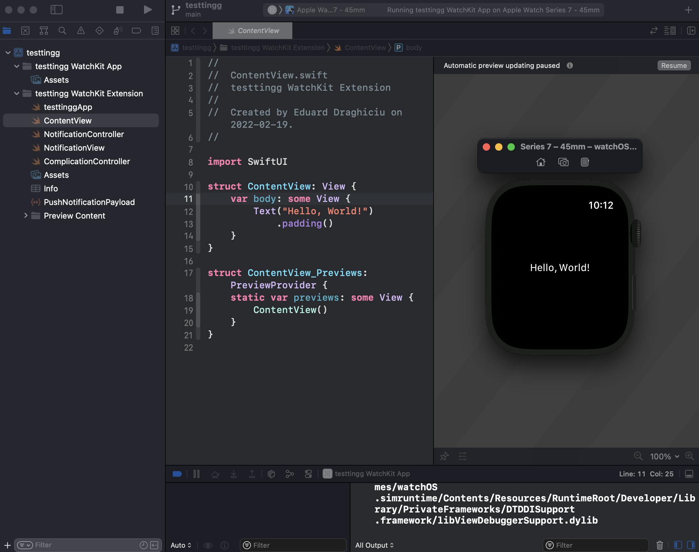 xcode swift ui watch os empty project