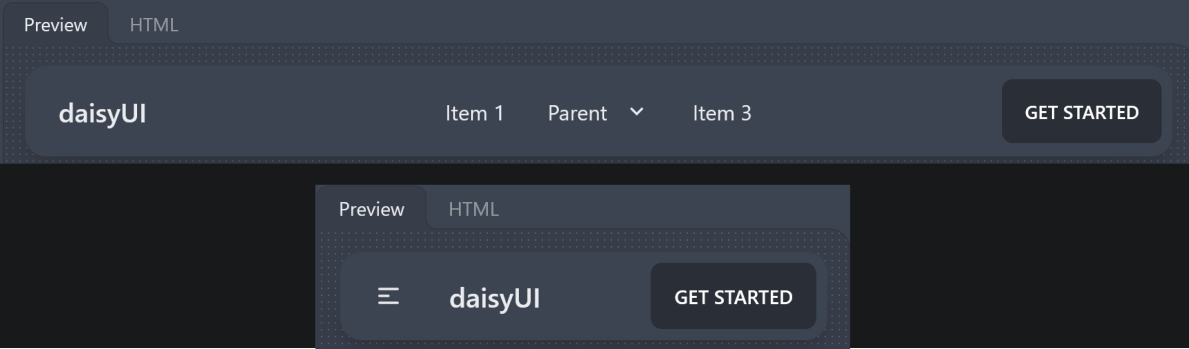 daisyUI responsive navbar example