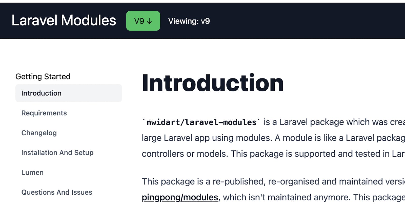 Laravel Modules new docs website