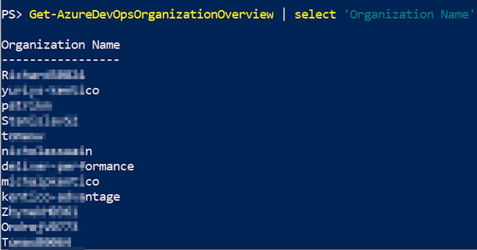 How to get all Azure DevOps organizations in your AzureAD directory using PowerShell