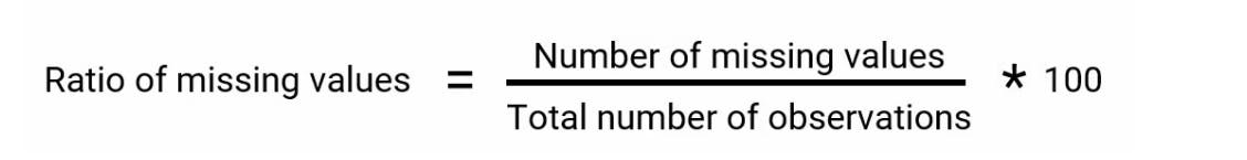 formula to calculate missing value ratio - missing value ratio - dimensionality reduction