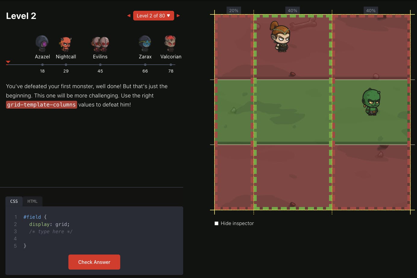 Grid attack CSS Game