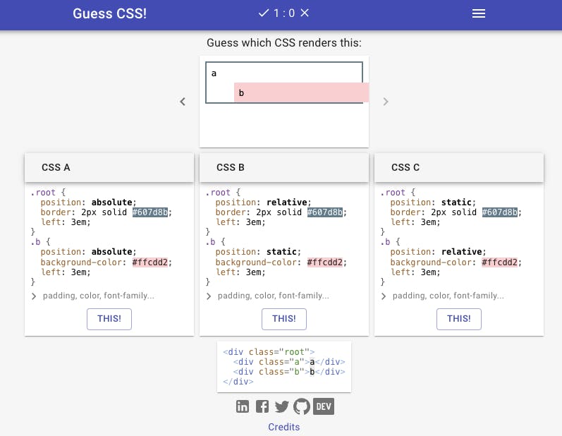 Guess CSS Game