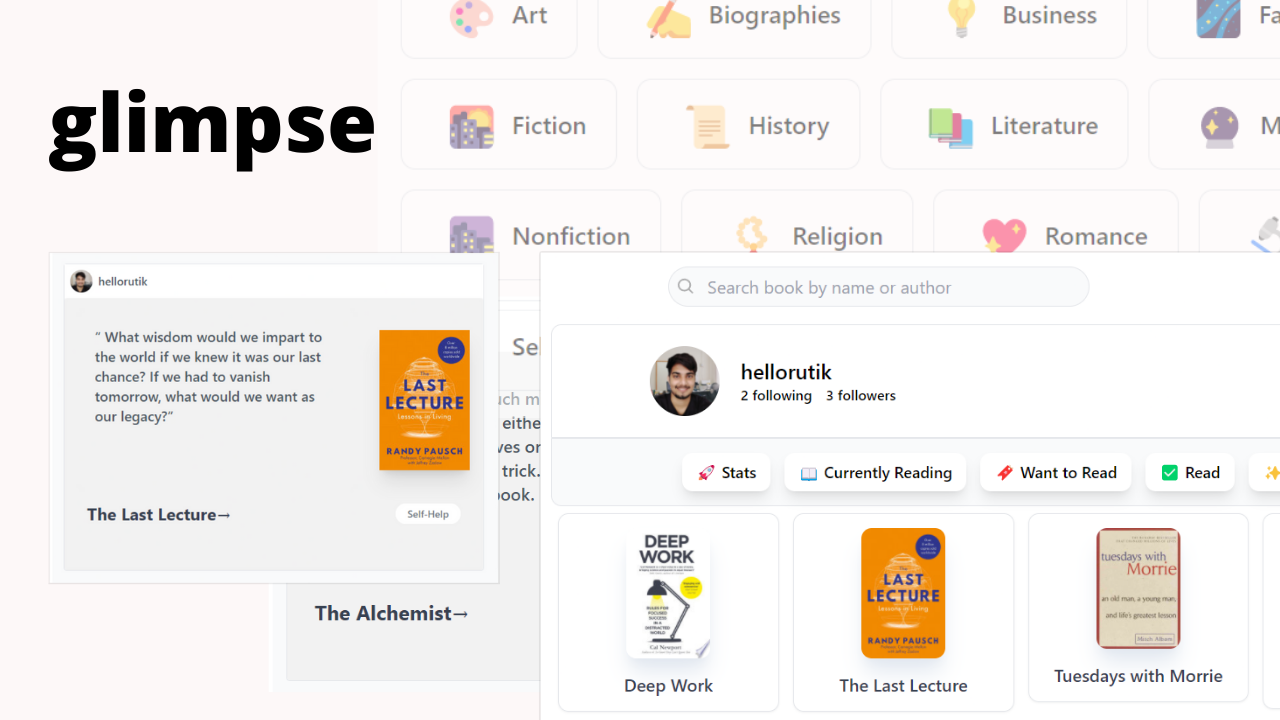 Introducing glimpse, a reader's corner to discover new books