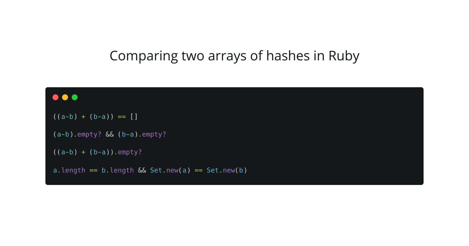 How to compare two arrays of hashes by value in Ruby