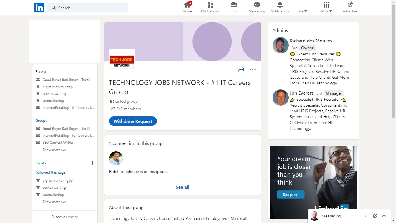 Technology jobs LinkedIn group