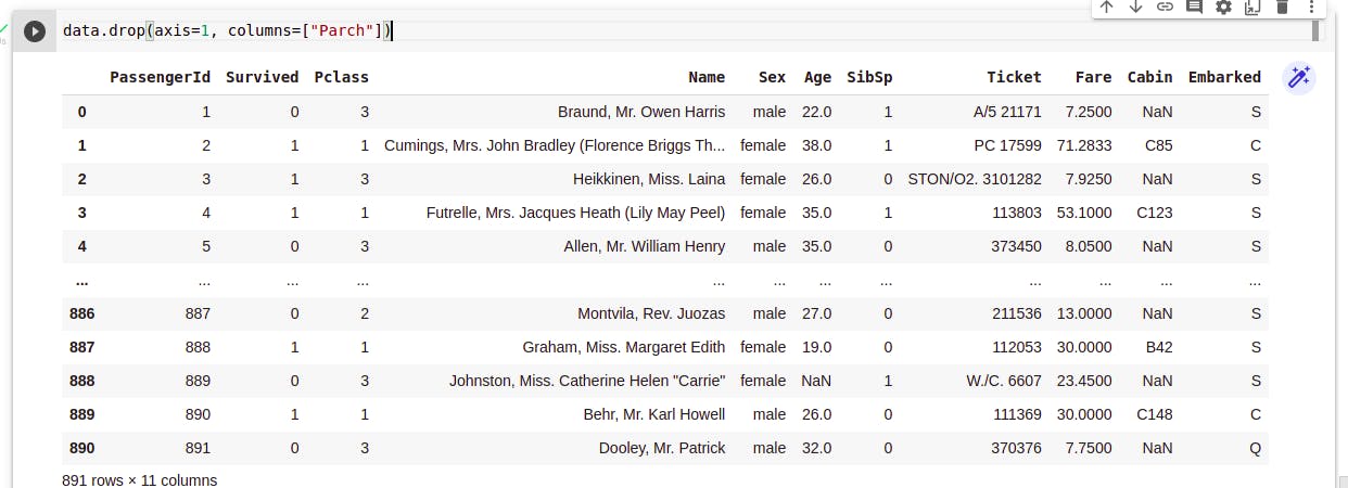 pandas data dropping parch from titanic dataset - high correlation filter