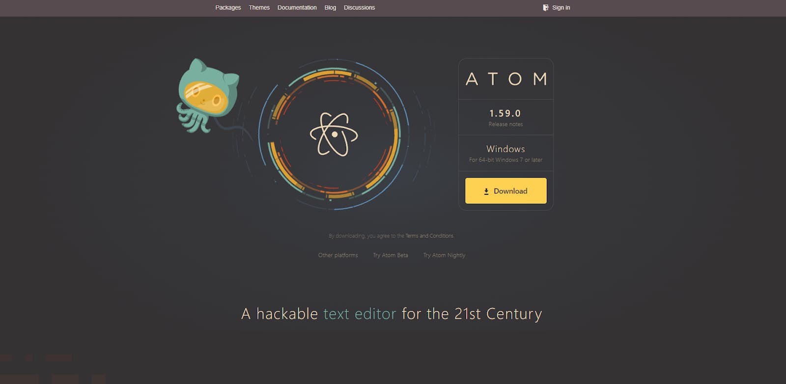 atom landing page