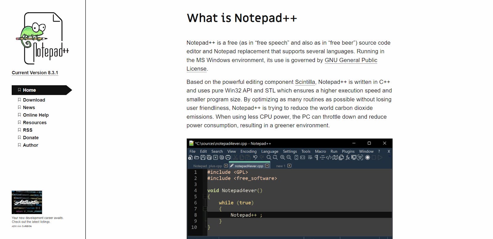 notepad++ landing page