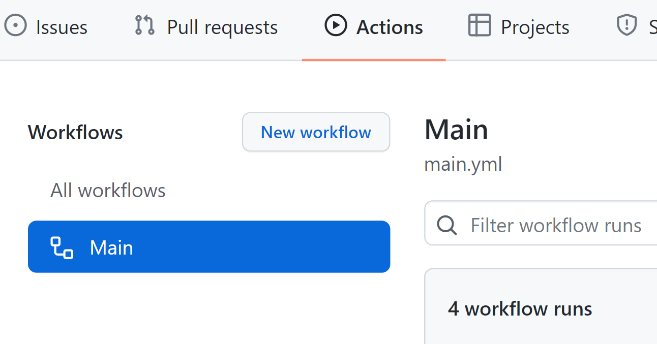 GitHub Actions' workflow name